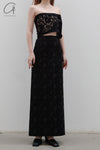 OUDE WAAG lace stitching tube top top OW-23SS-TP01 black